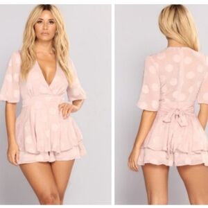 Fashion Nova Mauve Pinpoint Polkadot Romper